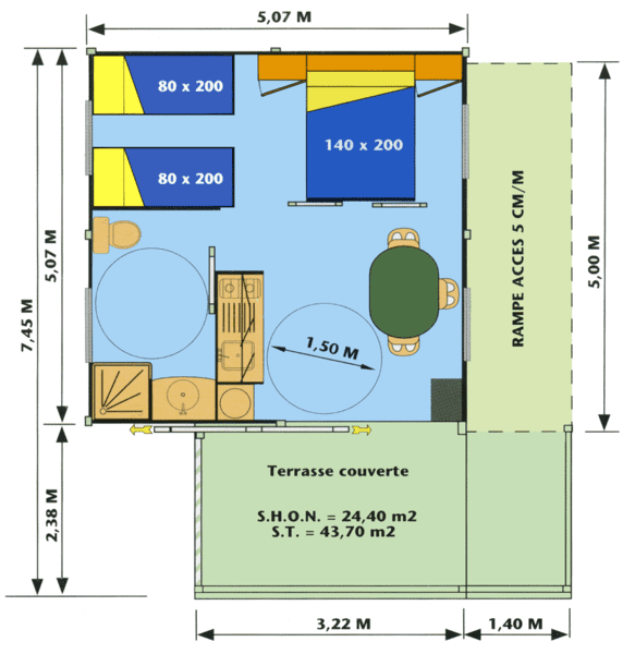 Plan du chalet adapté aux personnes handicapés